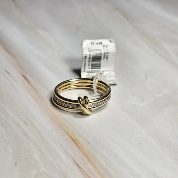 NWT Kendra Scott Tia 18k Gold Vermeil Band Ring White Sapphire Size 10 - Picture 1 of 7